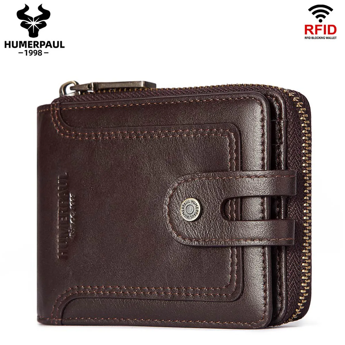 GENERICO - Billetera de Cuero Vacuno BP948S Diseño moderno con RFID