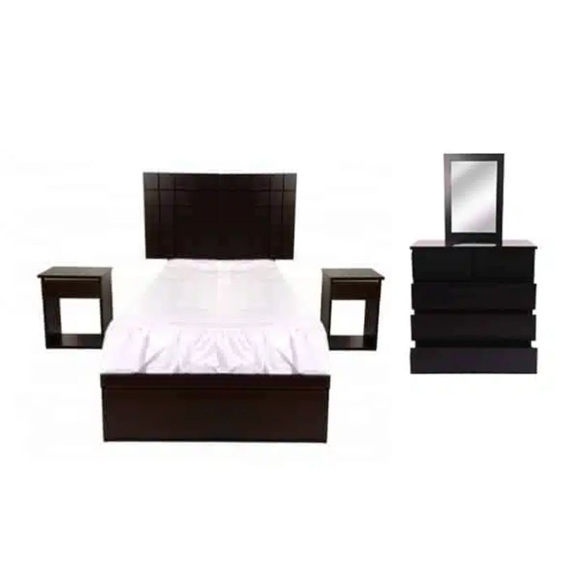 HOGAR & SPACIOS - HYS DORMITORIO 15 PLZ DONCELLA 2 VELADORES COMODA MARRON OSCURO