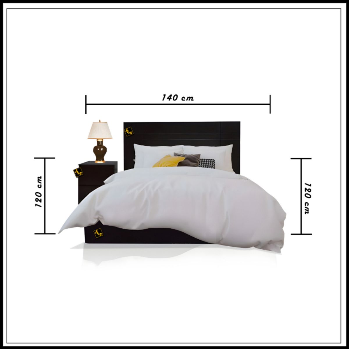 HOGAR & SPACIOS - HYS DORMITORIO 15 PLZ DONCELLA VELADOR PUFF MARRON OSCURO