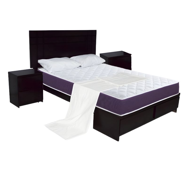 HOGAR & SPACIOS - HYS DORMITORIO 2 PLZ DONCELLA 2 VELADORES COLCHON MARRON OSCURO