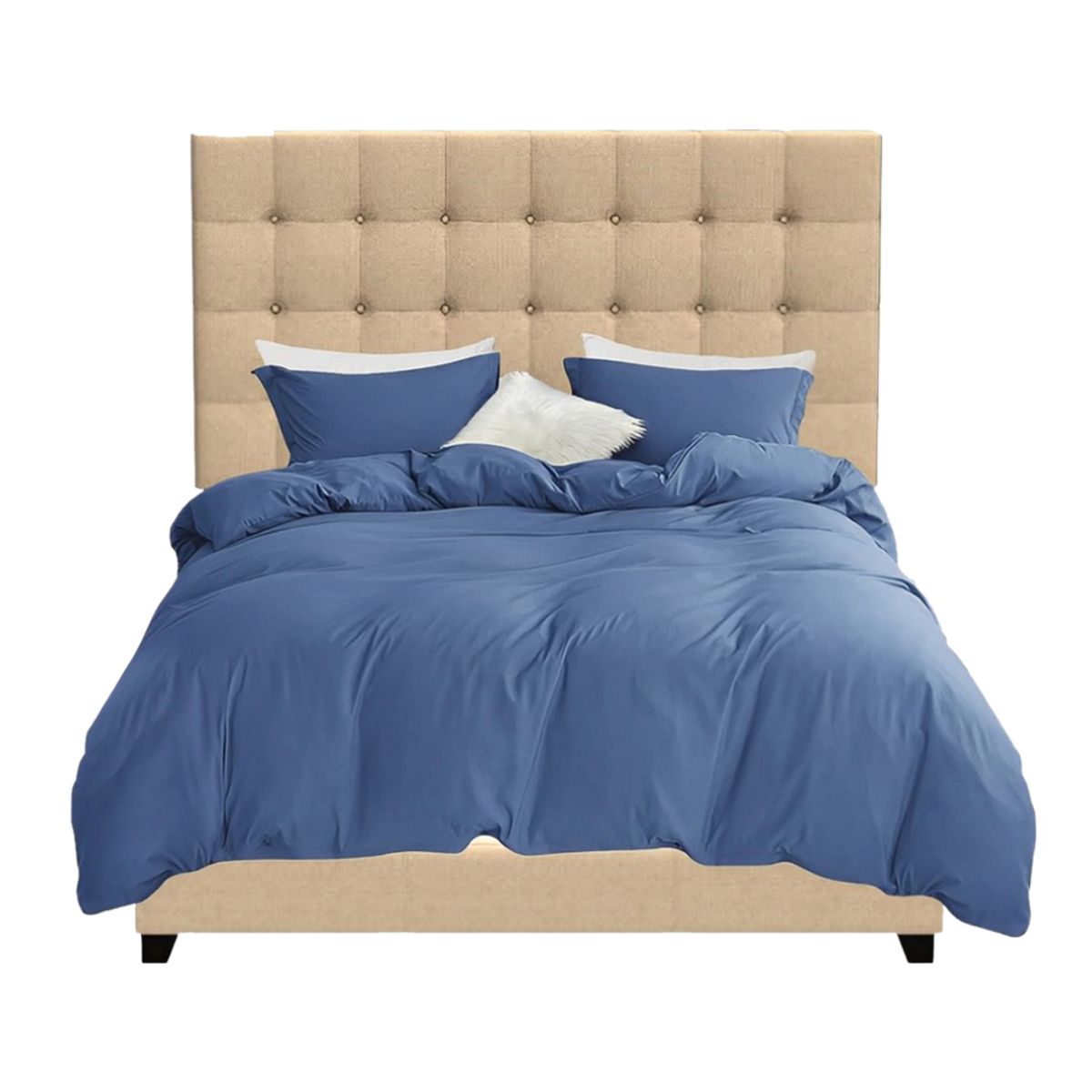 HOGAR & SPACIOS - HYS DORMITORIO 2 PLZ TURENA TAPIZADA BEIGE