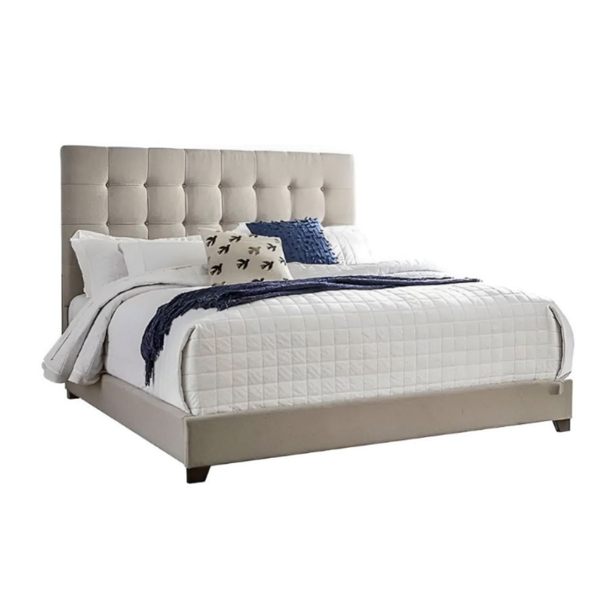 HOGAR & SPACIOS - HYS DORMITORIO 2 PLZ TURENA TAPIZADA GRIS CLARO