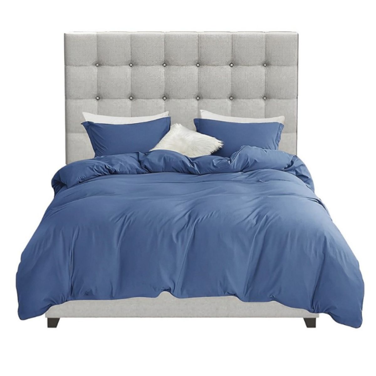 HOGAR & SPACIOS - HYS DORMITORIO 2 PLZ TURENA TAPIZADA GRIS CLARO