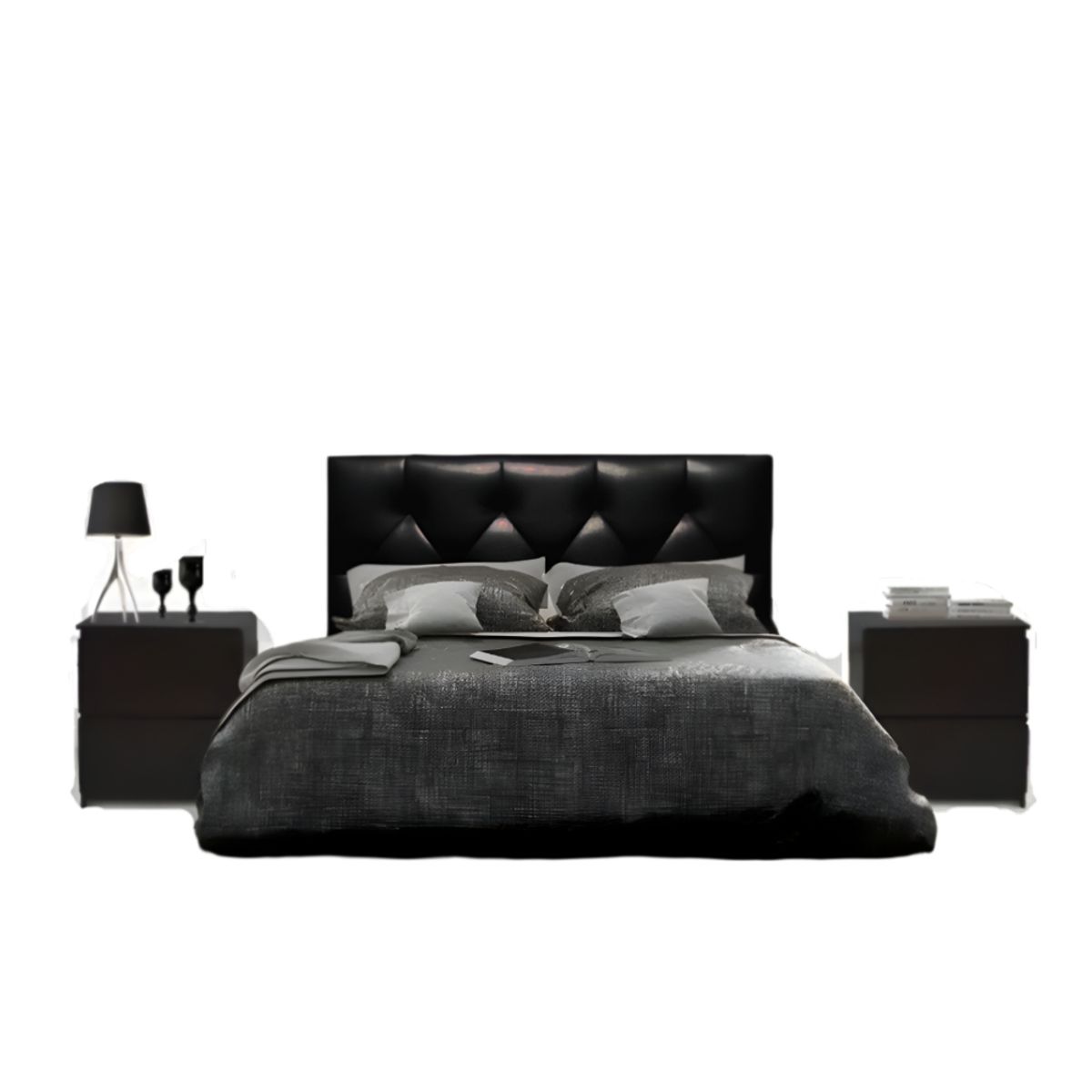 HOGAR & SPACIOS - HYS DORMITORIO 2 PLZ VALENTINA CABECERA 2 VELADORES MARRON OSCURO