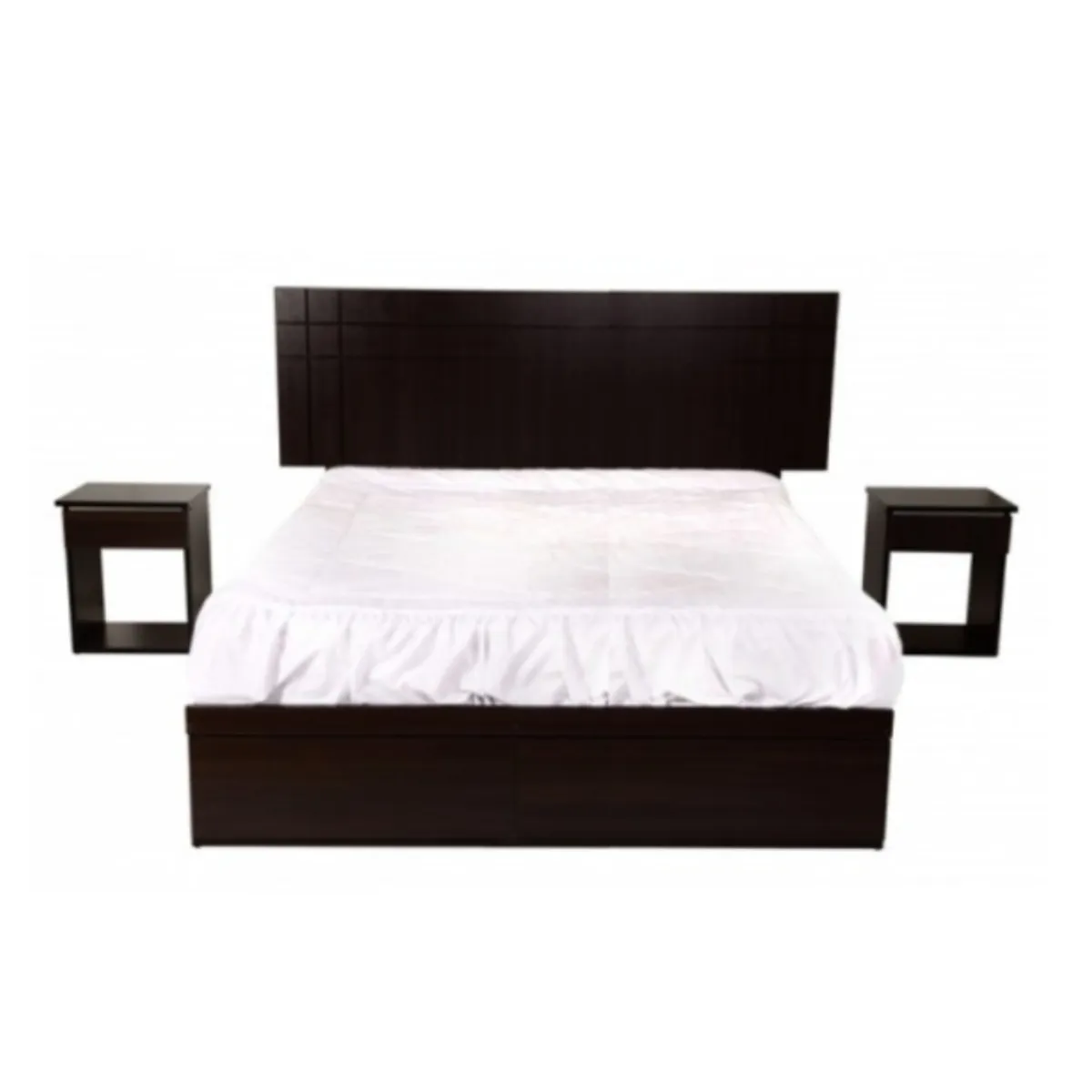 HOGAR & SPACIOS - HYS DORMITORIO QUEEN ORQUIDEA 2 VELADORES COMODA MARRON OSCURO