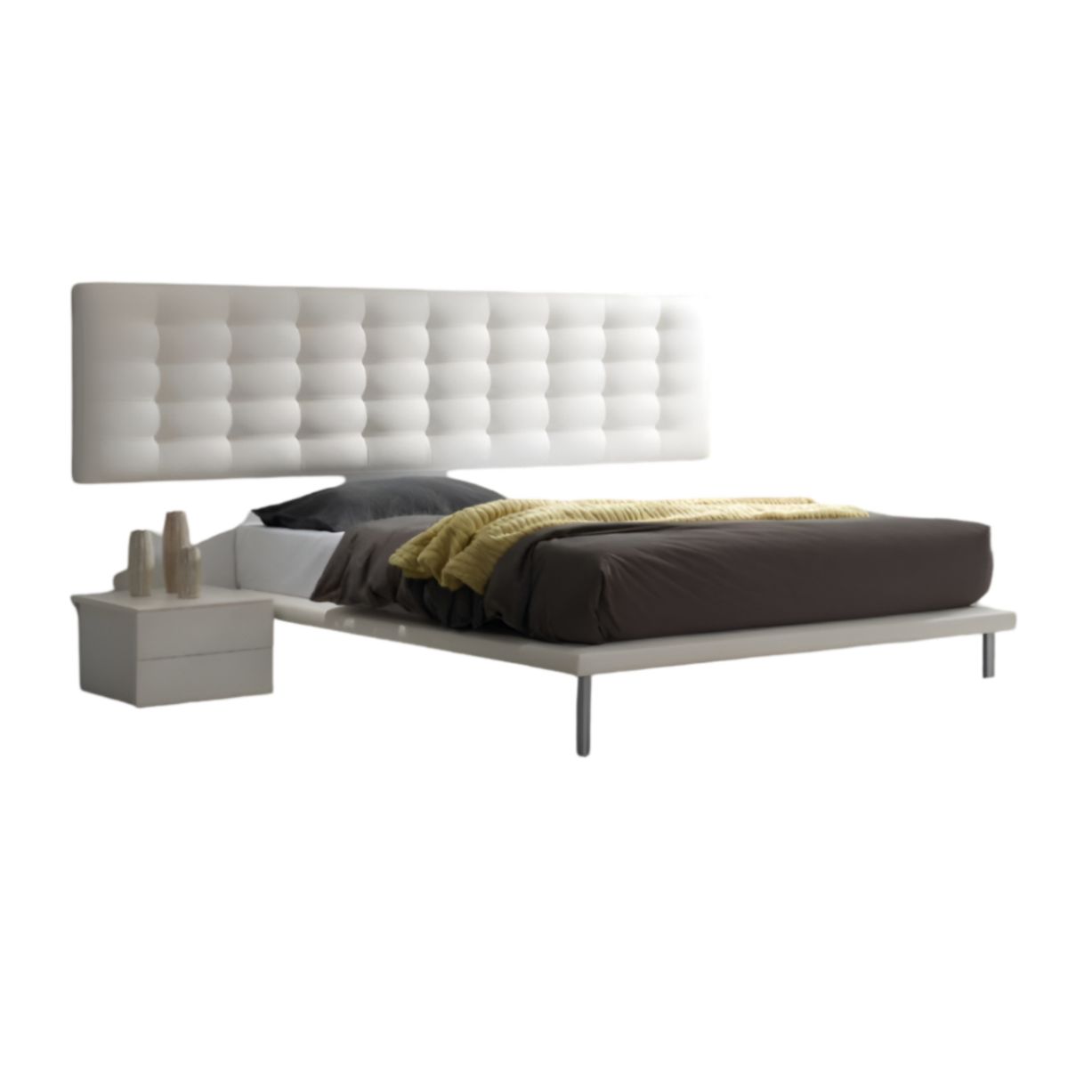 HOGAR & SPACIOS - HYS DORMITORIO QUEEN VELADOR PRISCILLA MARRON OSCURO