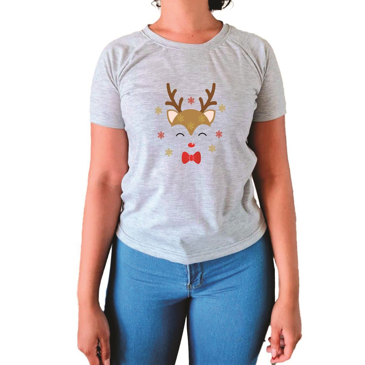 GENERICO - Polo Mujer Manga Corta Reno corbata - Nathalie Love It - Gris