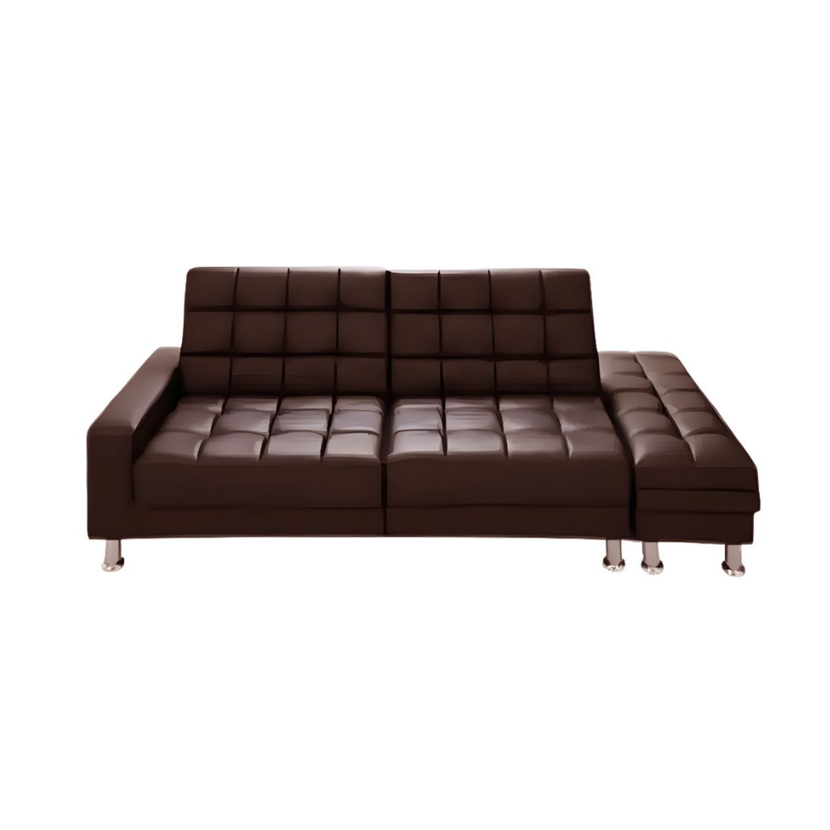 HOGAR & SPACIOS - HYS SOFA CAMA 2 CUERPOS BANQUETA CIFRE MARRON OSCURO