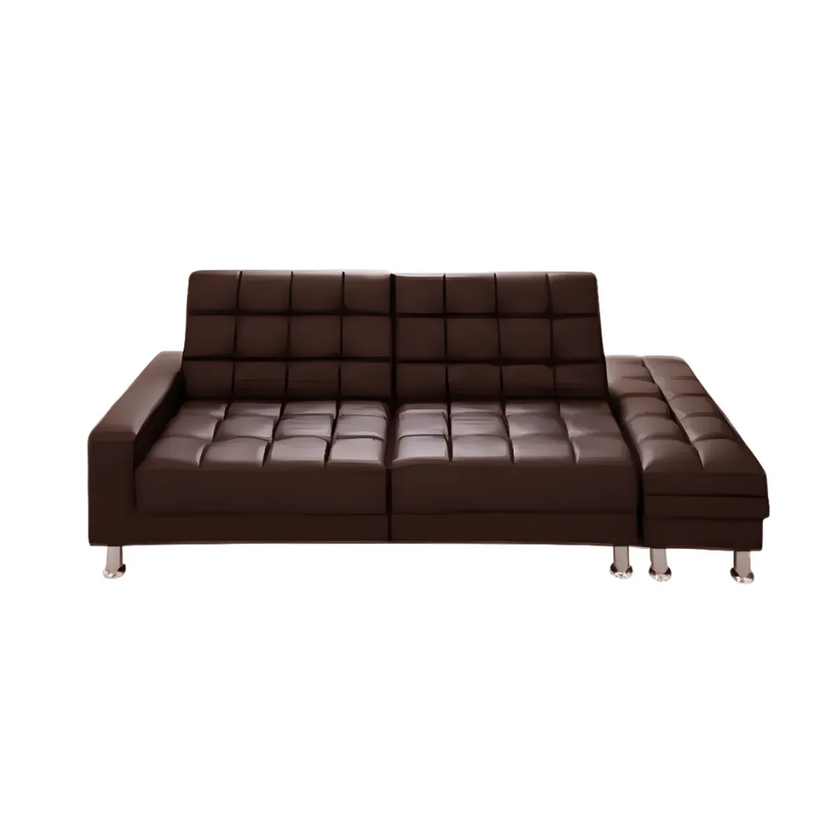 HOGAR & SPACIOS - HYS SOFA CAMA 2 CUERPOS BANQUETA CIFRE MARRON OSCURO