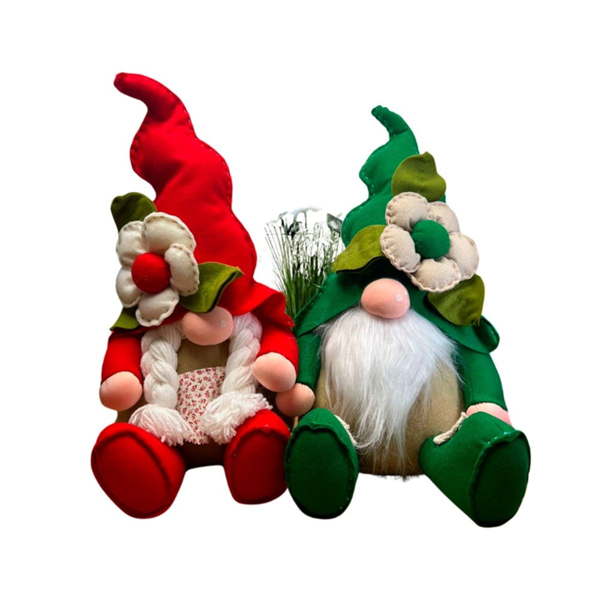 GENERICO - Pareja de Gnomos Muñecos de Navidad Barba y Trenza