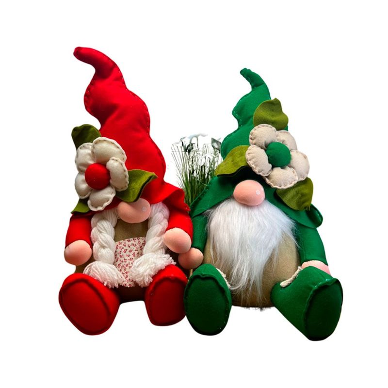 GENERICO - Pareja de Gnomos Muñecos de Navidad Barba y Trenza