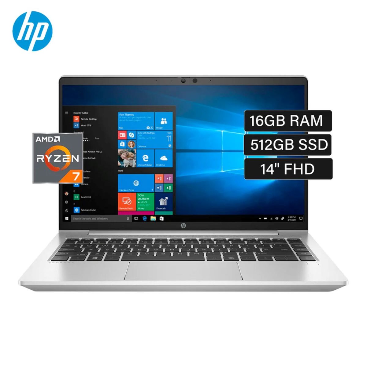 HP - Laptop HP PROBOOK 445 G10 R7 7730U 16gb 512gb 14.0 FHD Window 11 PRO Color Plata