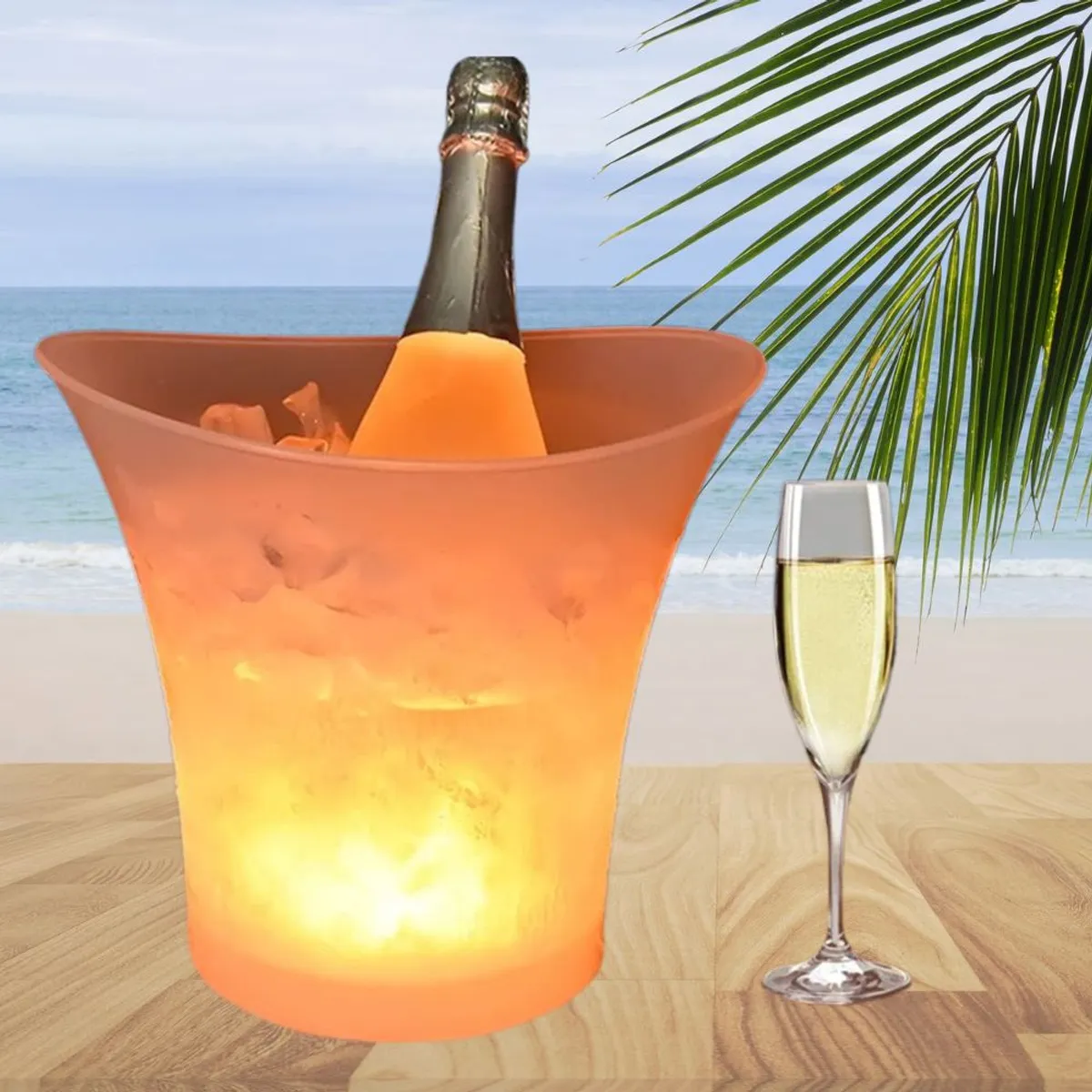 GENERICO - CUBETA PARLANTE HIELERA BLUETOOTH CON LUCES LED RECARGABLE