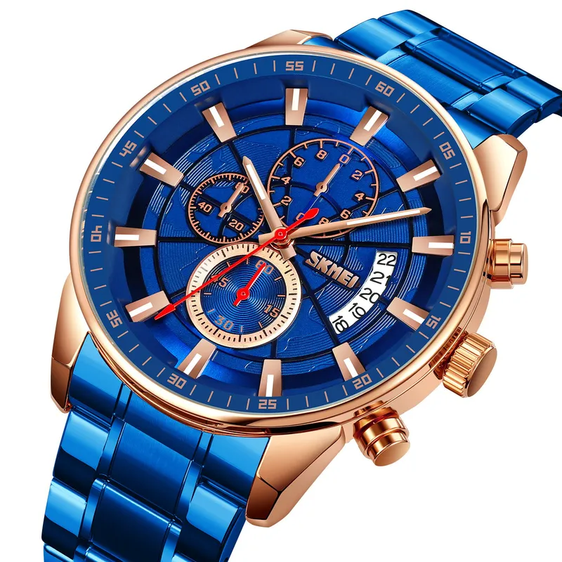 SKMEI - Reloj Skmei 9285 AZUL CORREA ACERO CRONOMETRO