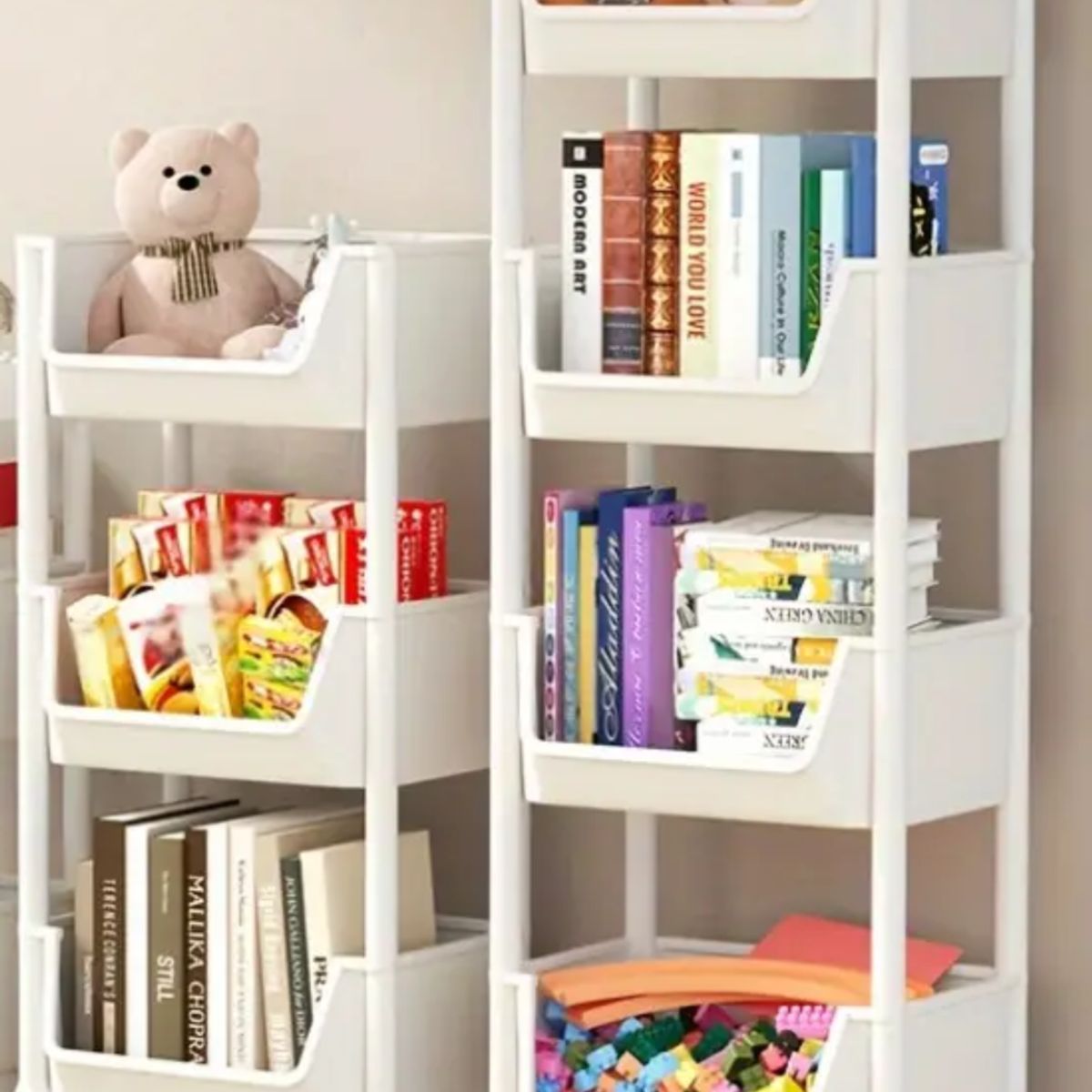 GENERICO - Organizador Estante Multifuncional de 4 Niveles - Blanco