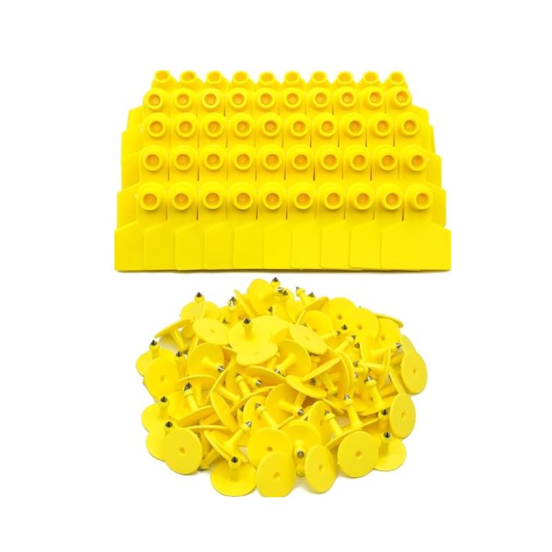 GENERICO - Pack 100 Crotales Sin Numerar 4x5 Cm Para Cerdo - Amarillo