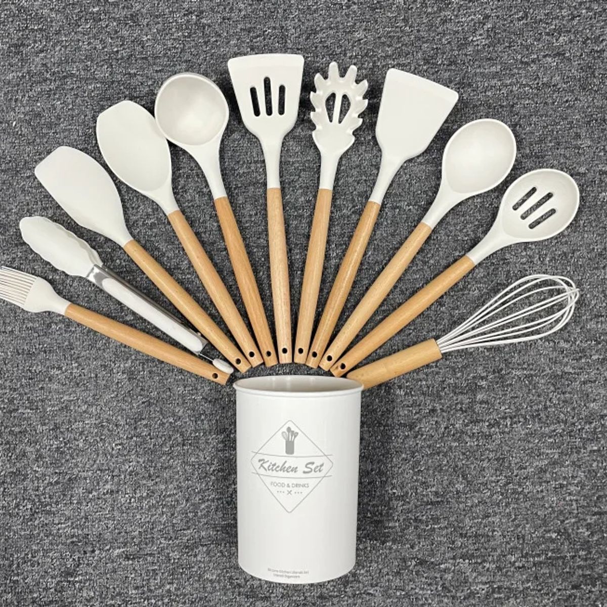 GENERICO - Set De 12 Utensilios De Cocina De Silicona - Color Gris
