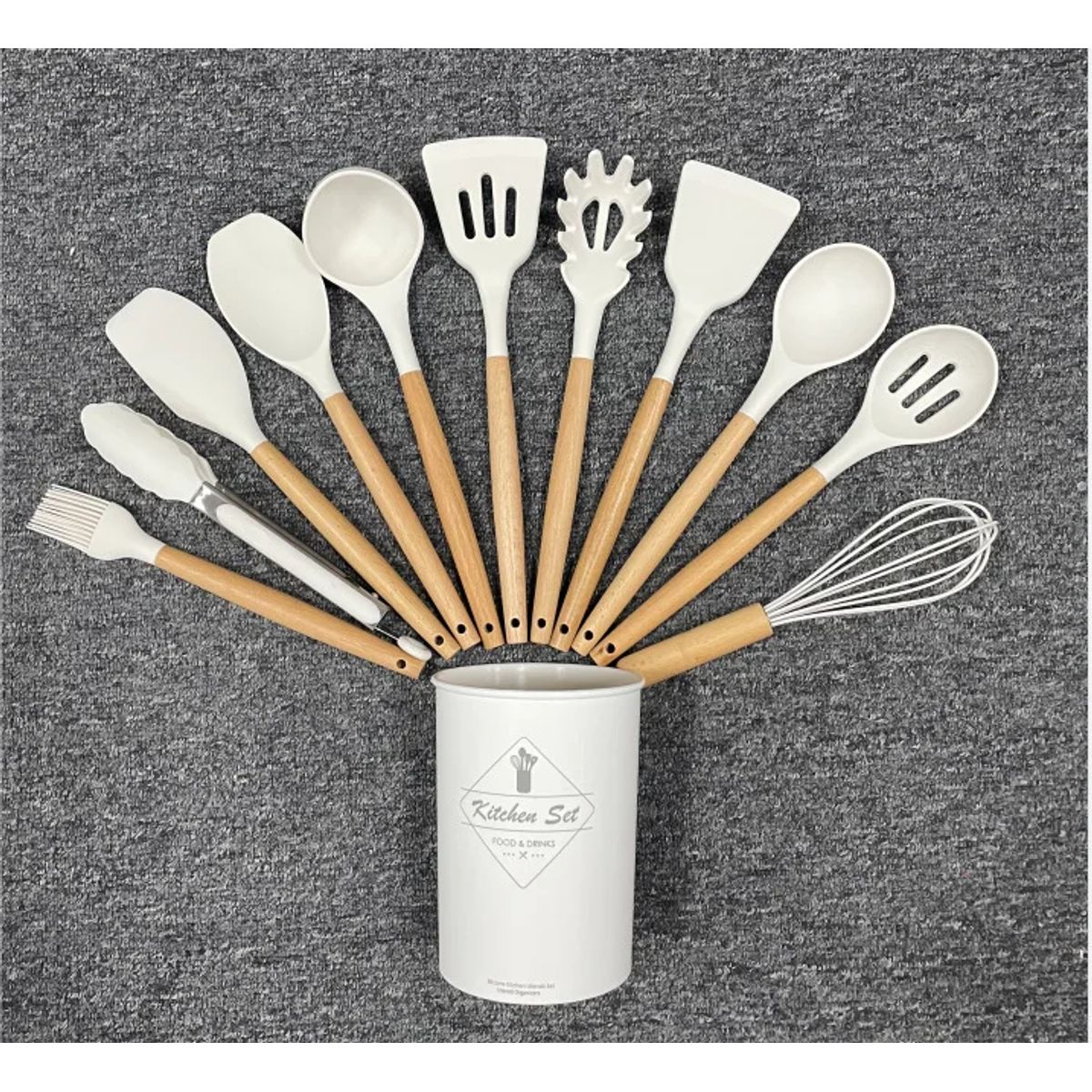GENERICO - Set De 12 Utensilios De Cocina De Silicona - Color Gris