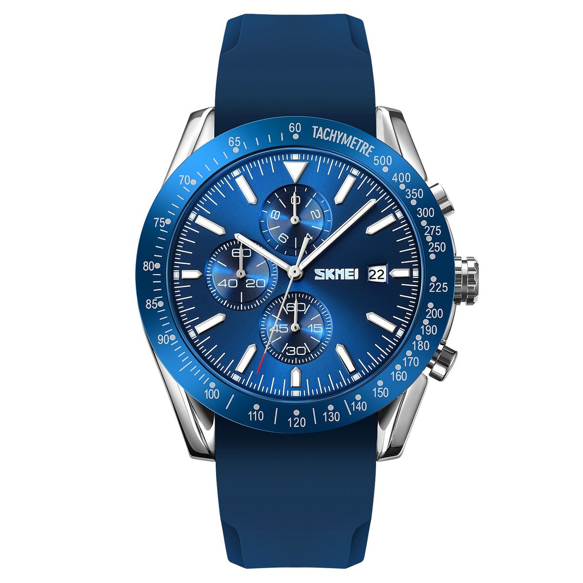 SKMEI - Reloj Skmei 9253 AZUL BORDES PLATEADOS CORREA Silicona