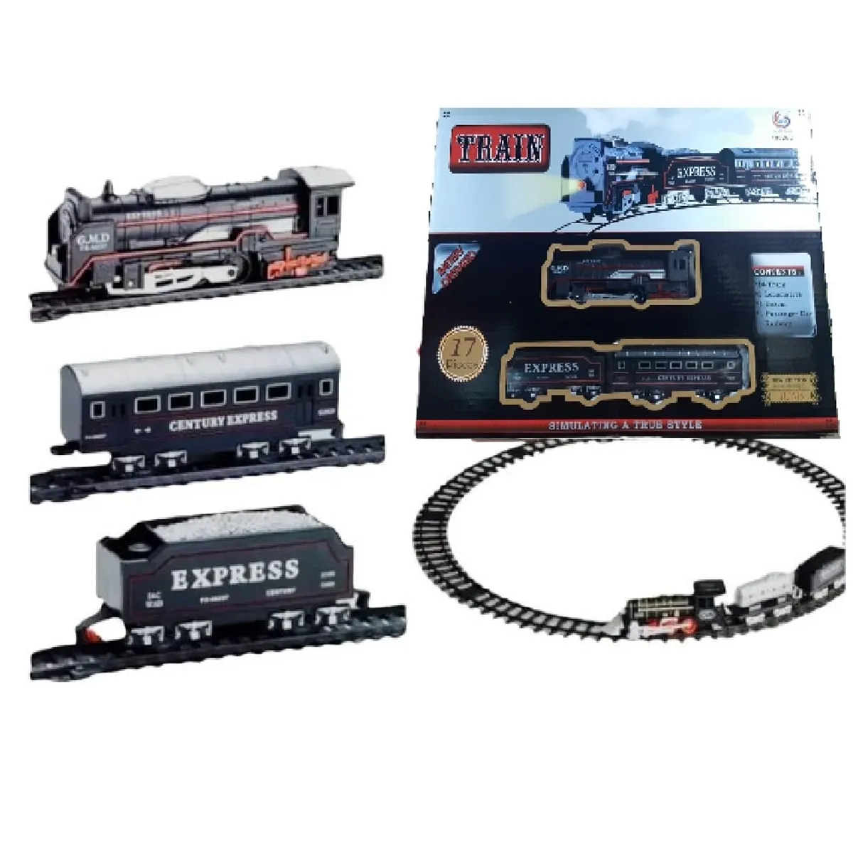 GENERICO - Mini Tren Juguete Navideño 17 piezas Negro 3 Vagones