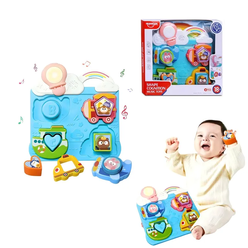 HUANGER - Juguete Tablero Montesorri de Encaje Musical y Luces Celeste