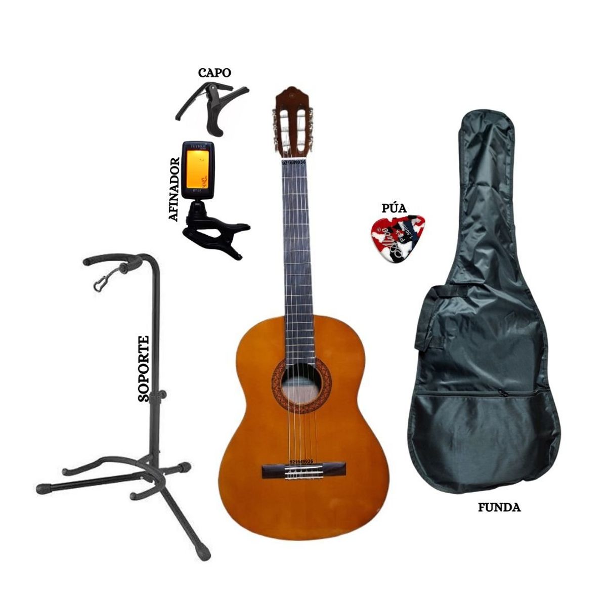 YAMAHA - Pack de guitarra Yamaha C40 &Estuche&Parante&Afinador&Capo
