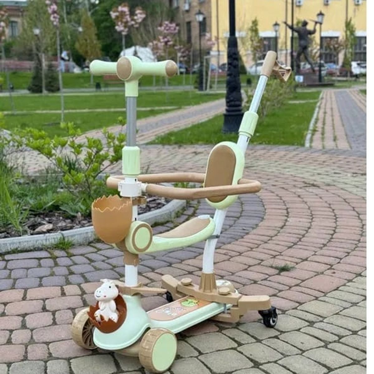 GENERICO - SCOOTER DINO VERDE MUSICAL FULL LUCES PARA NIÑOS 5 EN 1