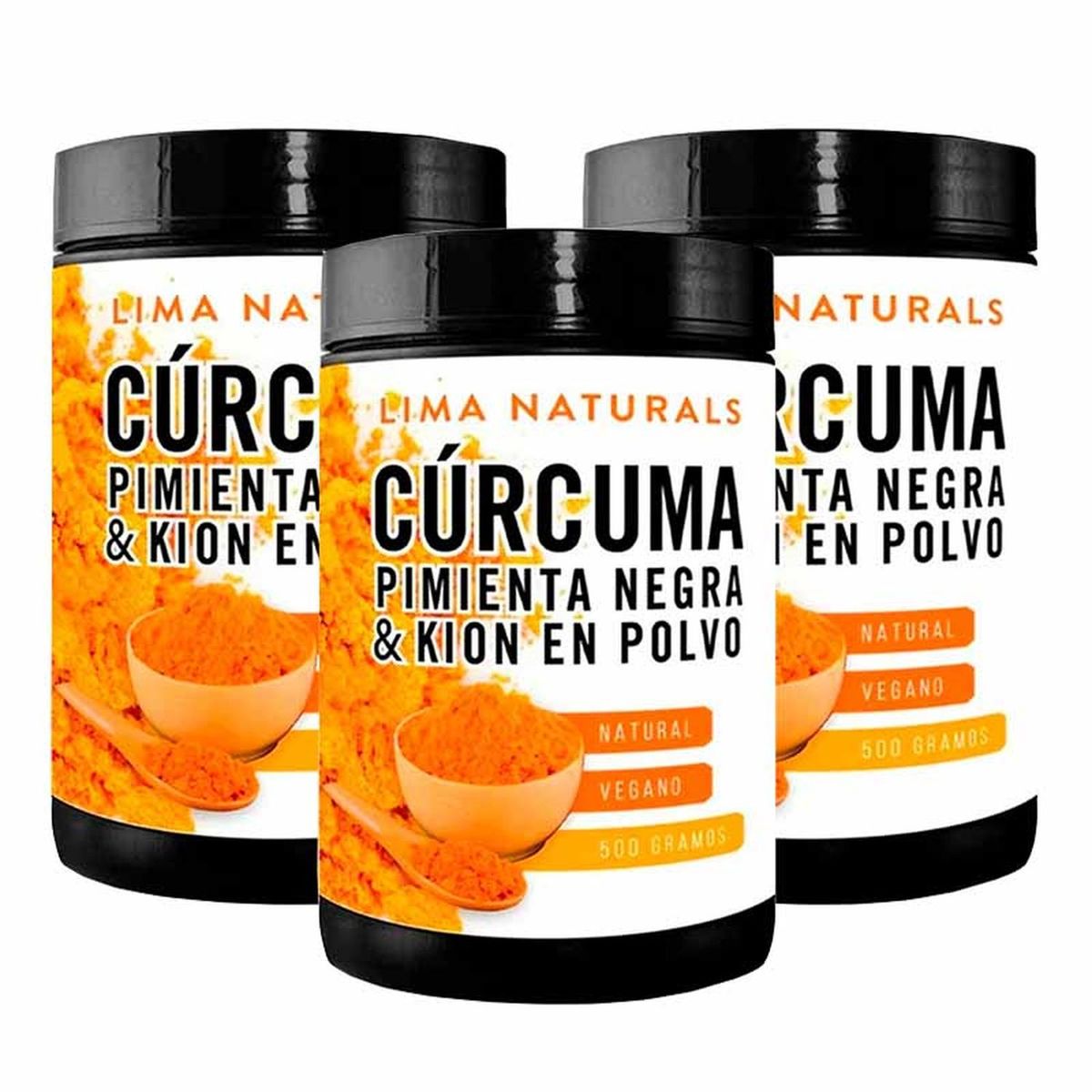 LIMA NATURALS - Cúrcuma Pimienta Negra Kion en polvo - 500g - Lima Naturals - Pack x 3