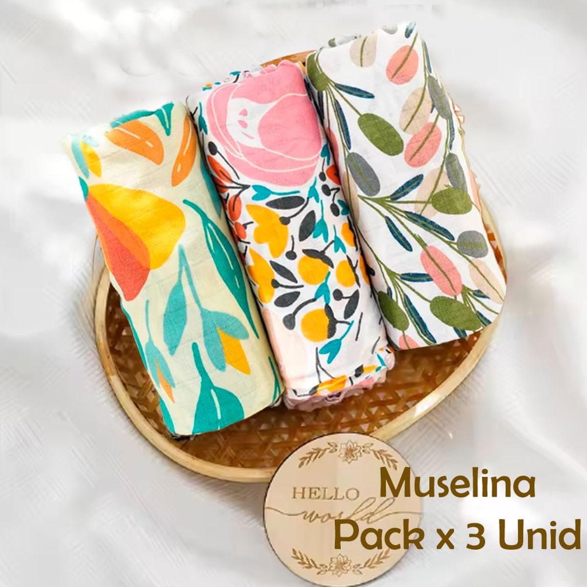 GENERICO - Manta Muselina para Bebé 100% Algodón Pack x  3 Unidades