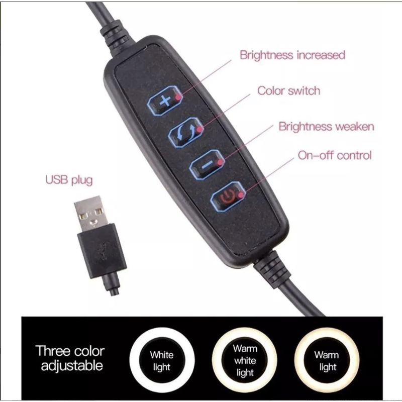 GENERICO - Aro De Luz Led 16 Cm + Trípode 1.6 Mts Fotos Videos