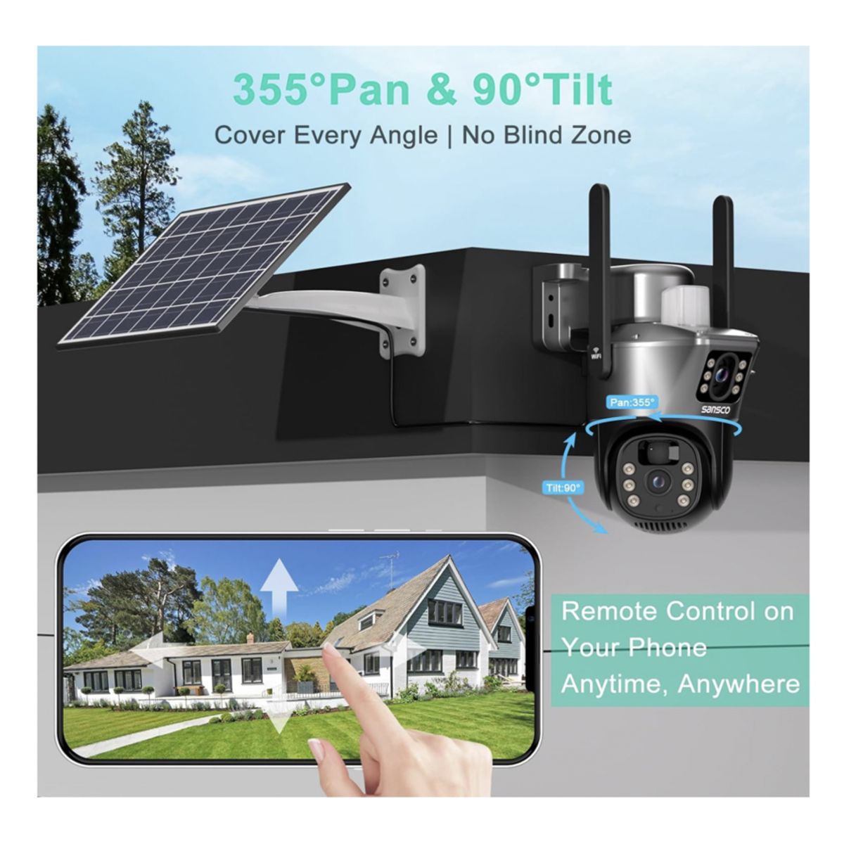 GENERICO - Cámaras de seguridad solar inalámbricas de 4MP