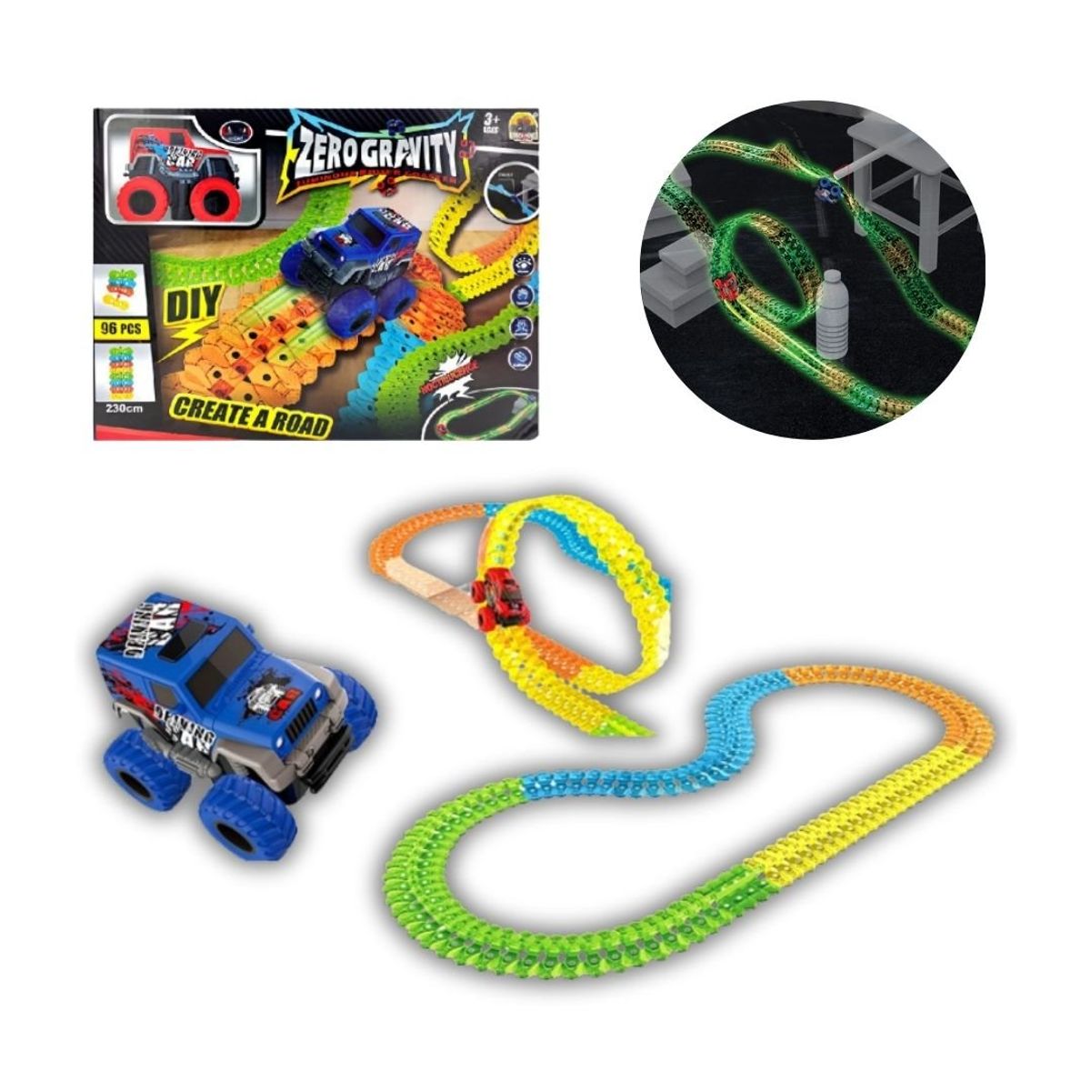 GENERICO - Juguete Pista De Carreras Neón Zero Gravity 96 Pzs