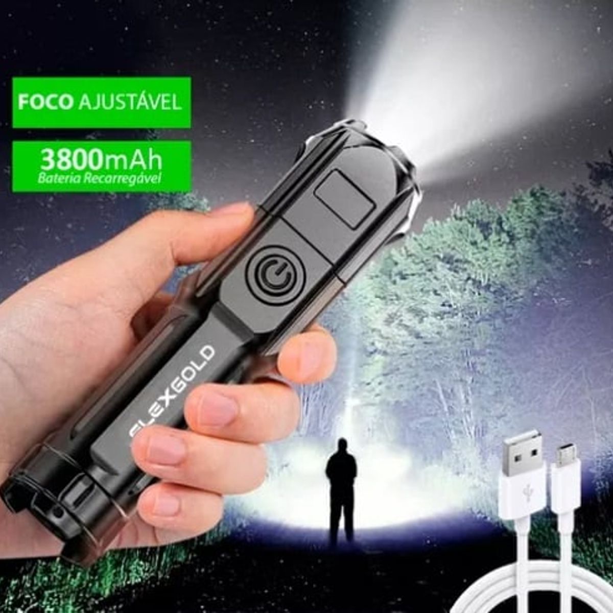 GENERICO - Linterna Led Portátil De Alto Brillo Recargable Por Usb.