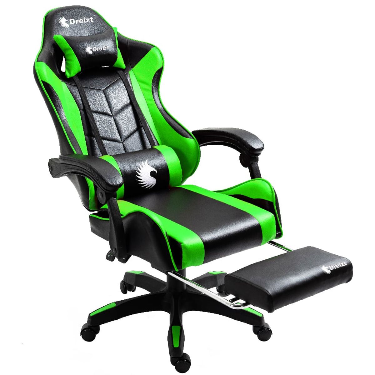 DREIZT - Silla Gamer Ergonómica Dreizt Shine Series Verde Posapies Reclinable
