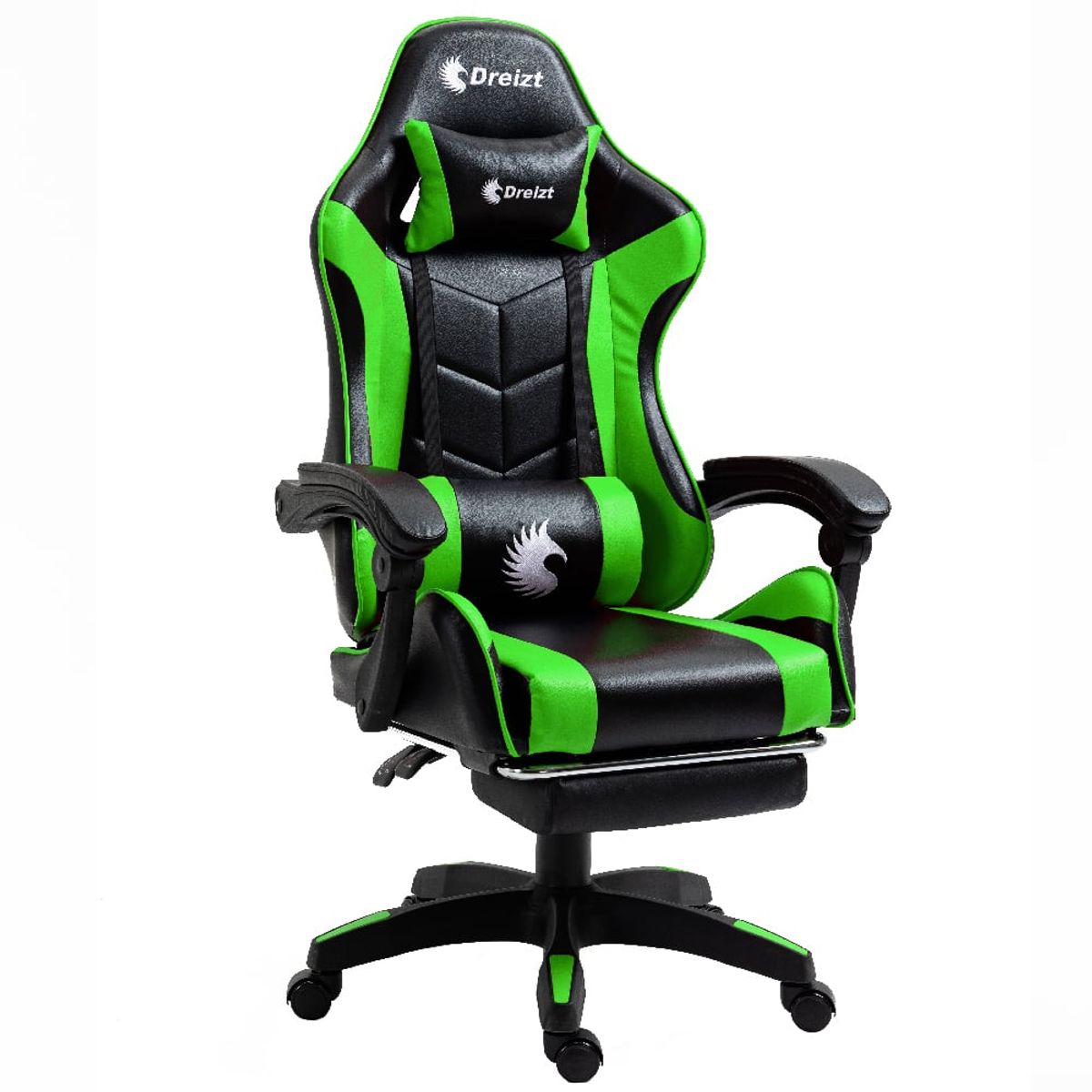DREIZT - Silla Gamer Ergonómica Dreizt Shine Series Verde Posapies Reclinable