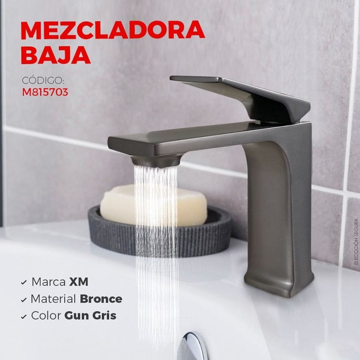 XM - MEZCLADORA MONCOMANDO DE LAVATORIO BAJO GRIS MATE M815703