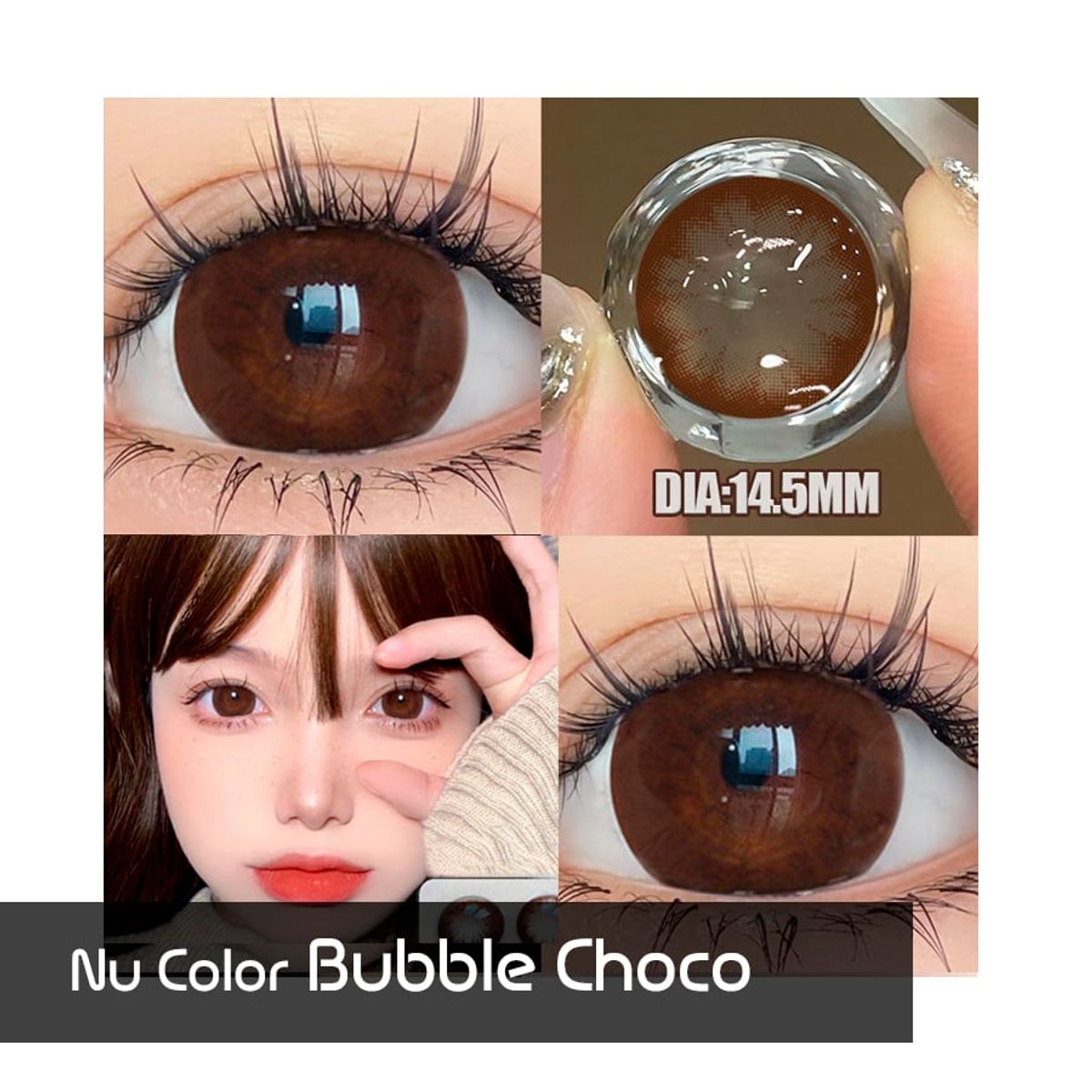 NU COLOR - Lentes de contacto grandes Bubble Choco 145mm