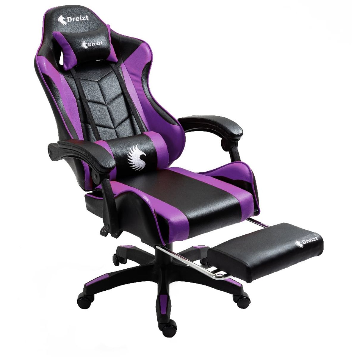 DREIZT - Silla Gamer Ergonómica Dreizt Shine Series Purpura Posapies Reclinable