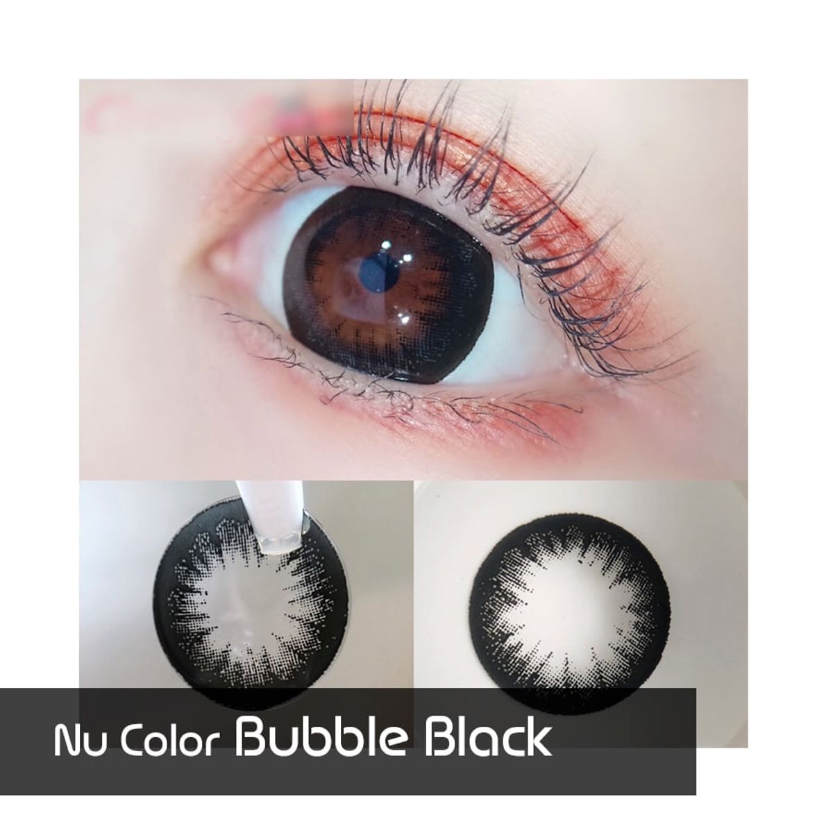 NU COLOR - Lentes de contacto grandes Bubble Black 145mm