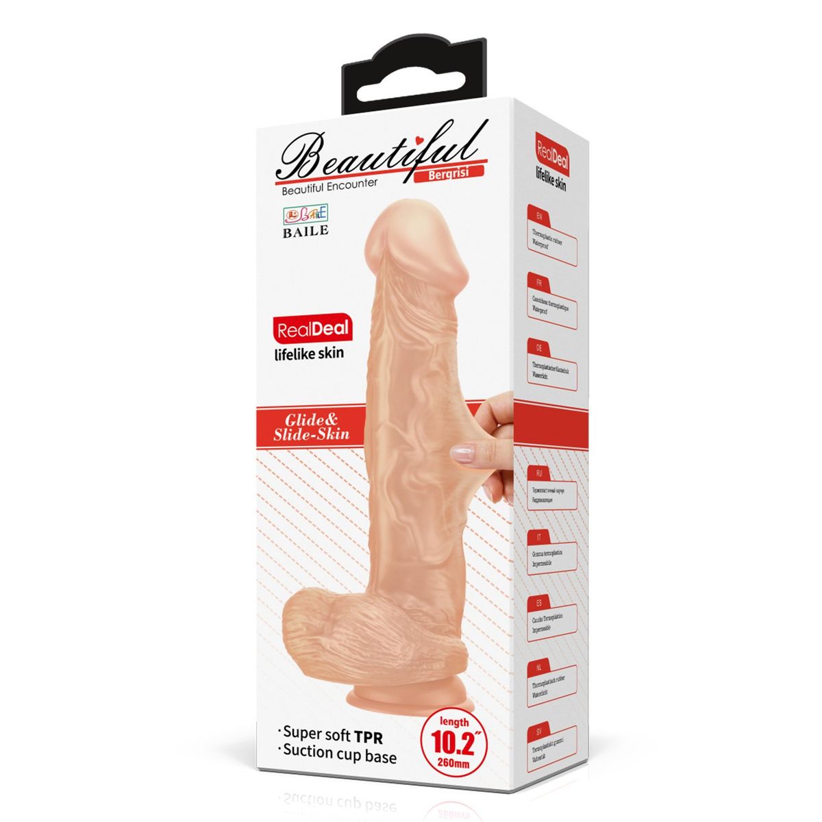 BAILE - Dildo Realista Pellizcable Bergrisi Super Suave 26 cm Ø 5.5 cm Ventosa