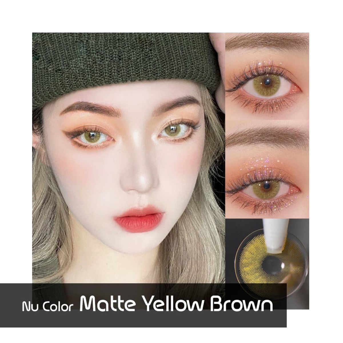 NU COLOR - Lentes de contacto Nu Color Matte Yellow Brown