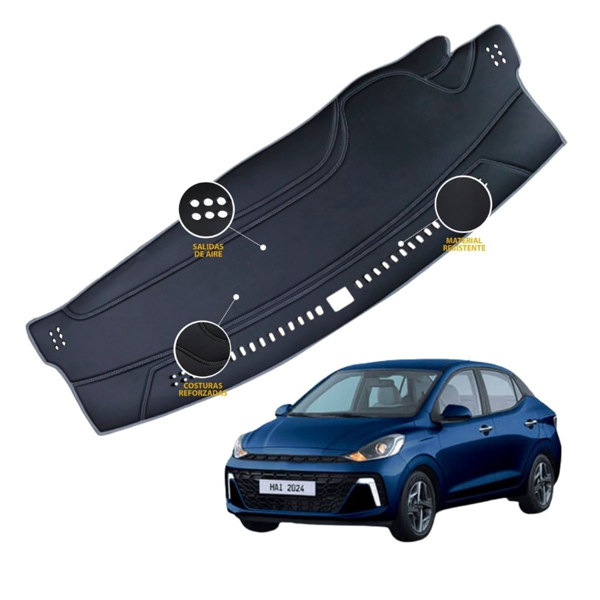 TECGO - PROTECTOR DE TABLERO TIPO HYUNDAI GRAND I10 2024 TACTO CUERO