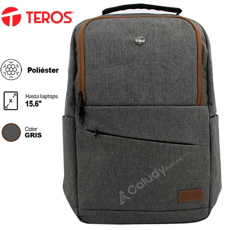 TEROS - Mochila TEROS TE-ACS9023 poliéster notebooks hasta 156 gris + marrón