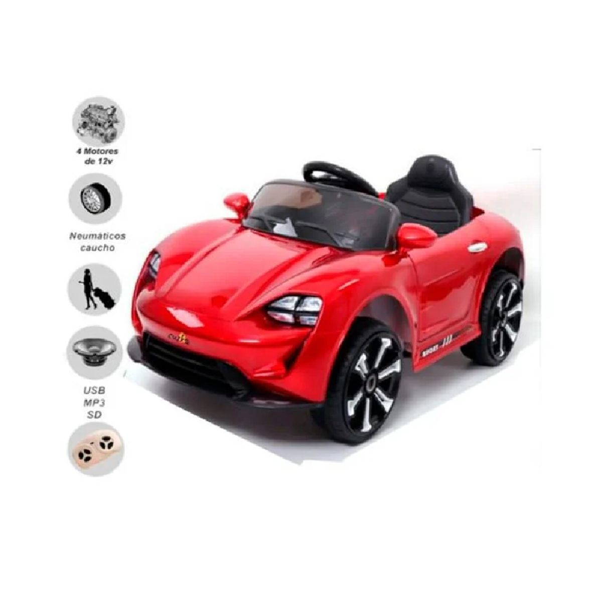 PORSCHE - CARRO A BATERIA CON 4 MOTORES PORSCHE -ROJO