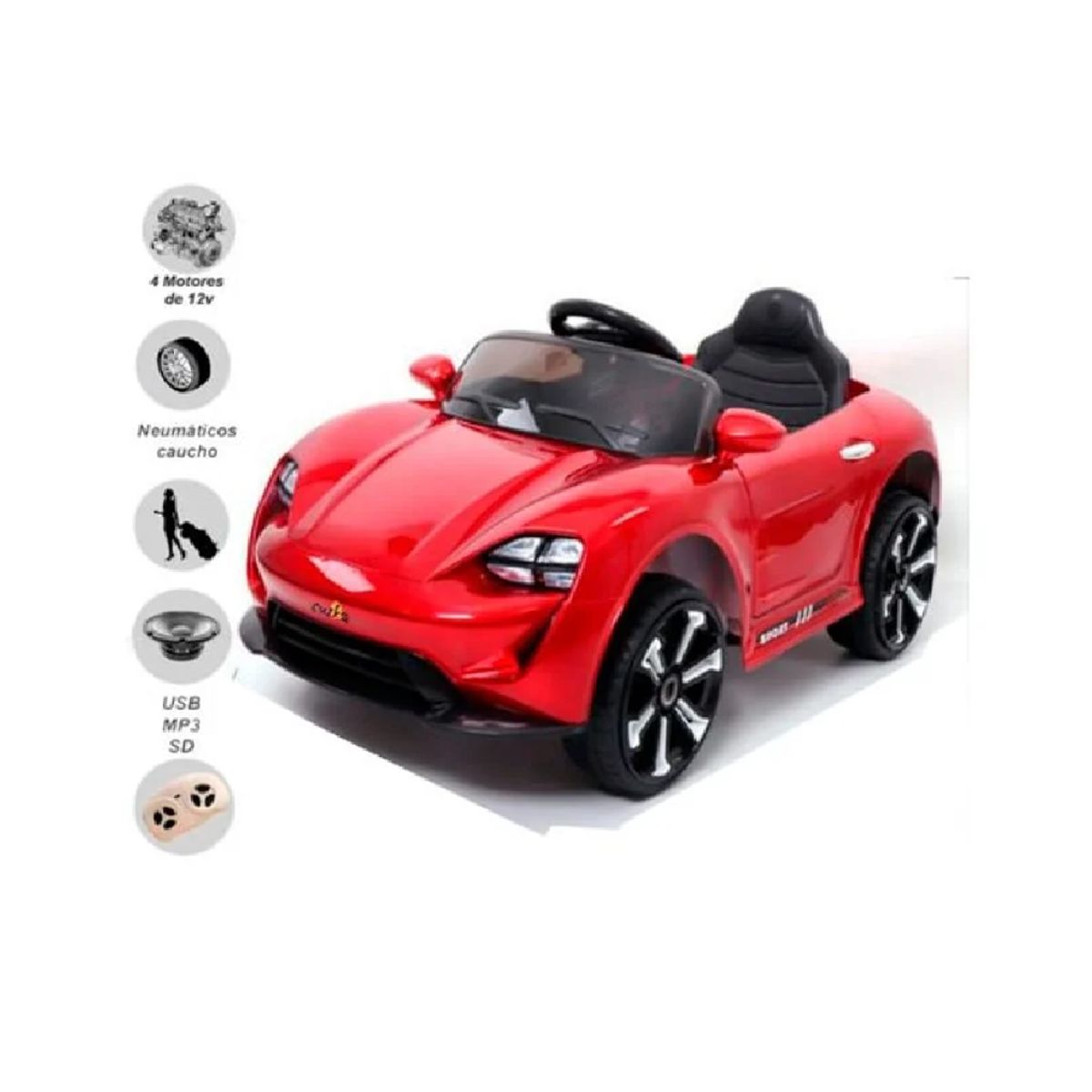 PORSCHE - CARRO A BATERIA CON 4 MOTORES PORSCHE -ROJO