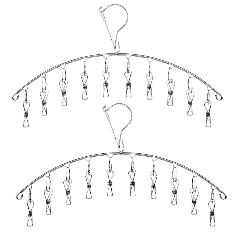 GENERICO - Pack X2 Colgador De Ropa Secador Colgante 10 Ganchos Clips