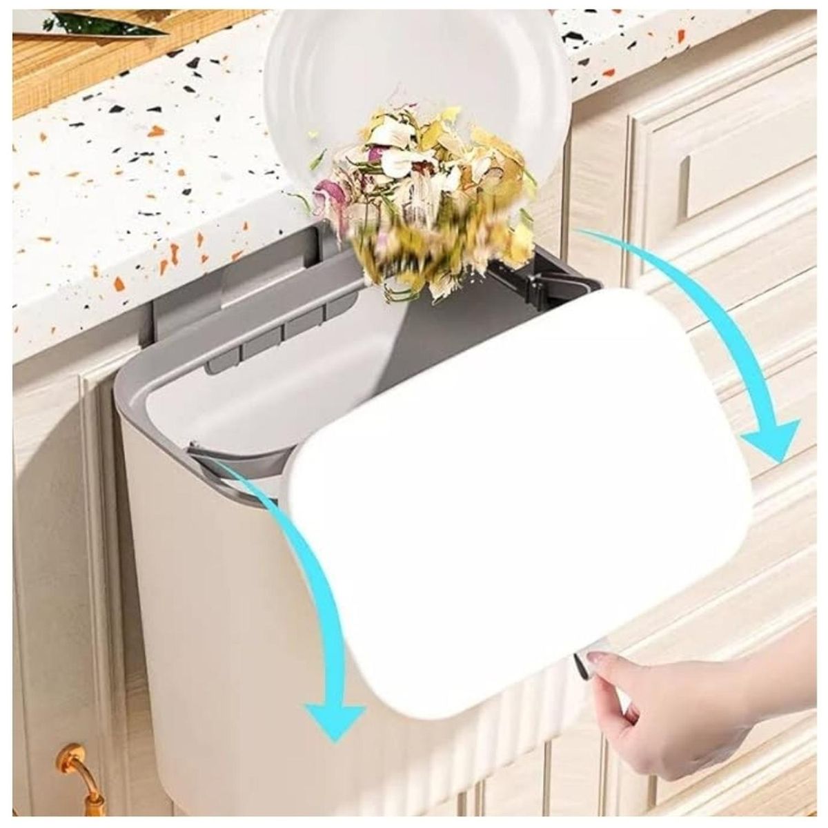 MINARI - Tacho de Basura Colgante con Tapa Multiusos Gris TB3