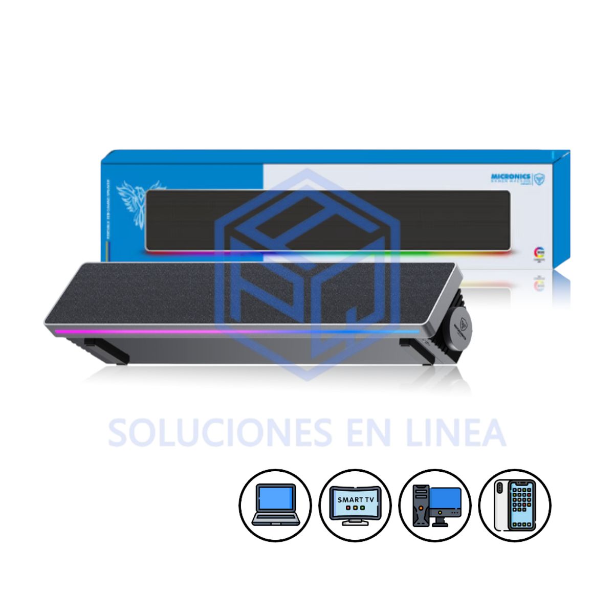 MICRONICS - Parlante Portátil Neon MIC S201 Negro /  Portable Soundbar