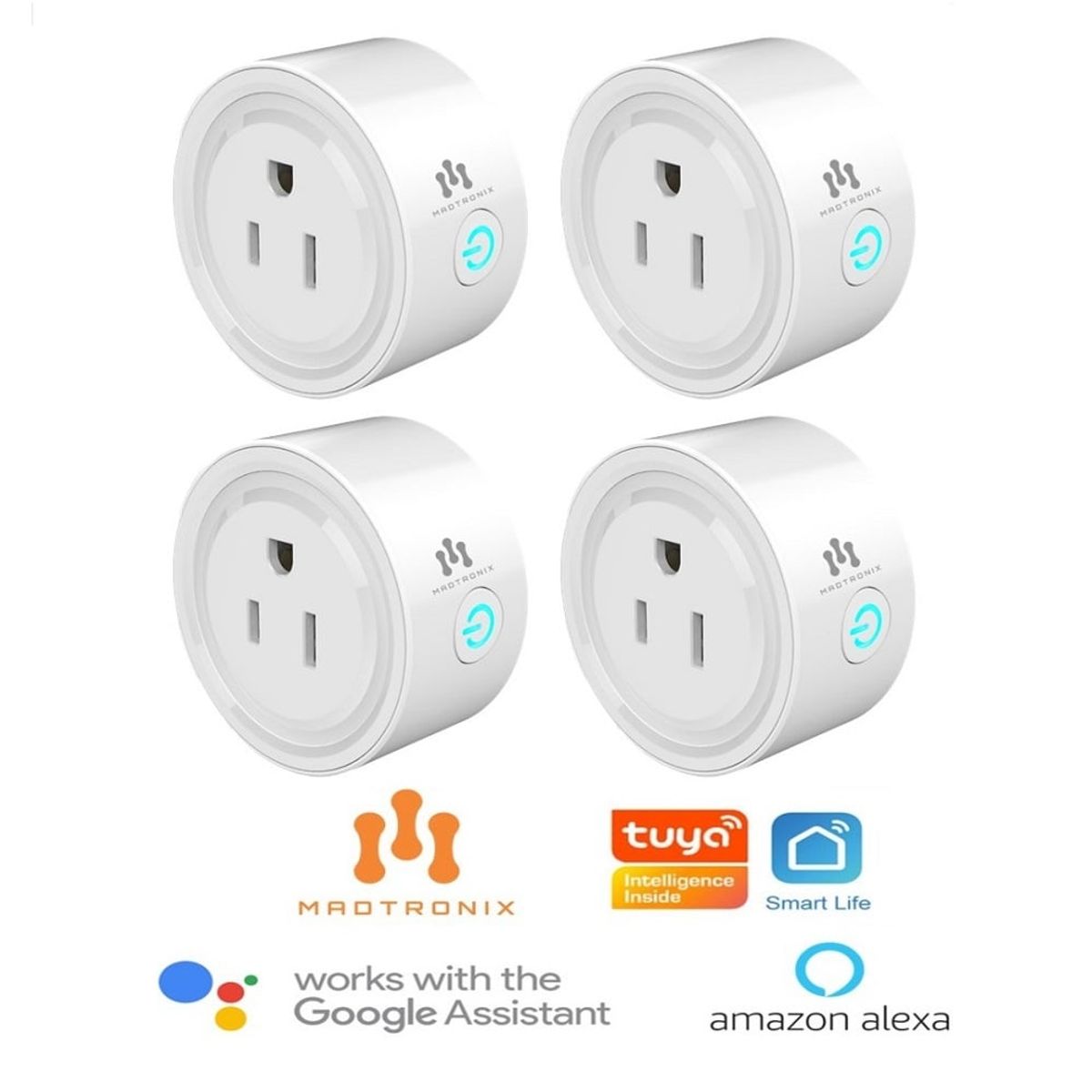 MADTRONIX - Enchufe Inteligente Smart Wifi compatible Google y Alexa Pack x 4