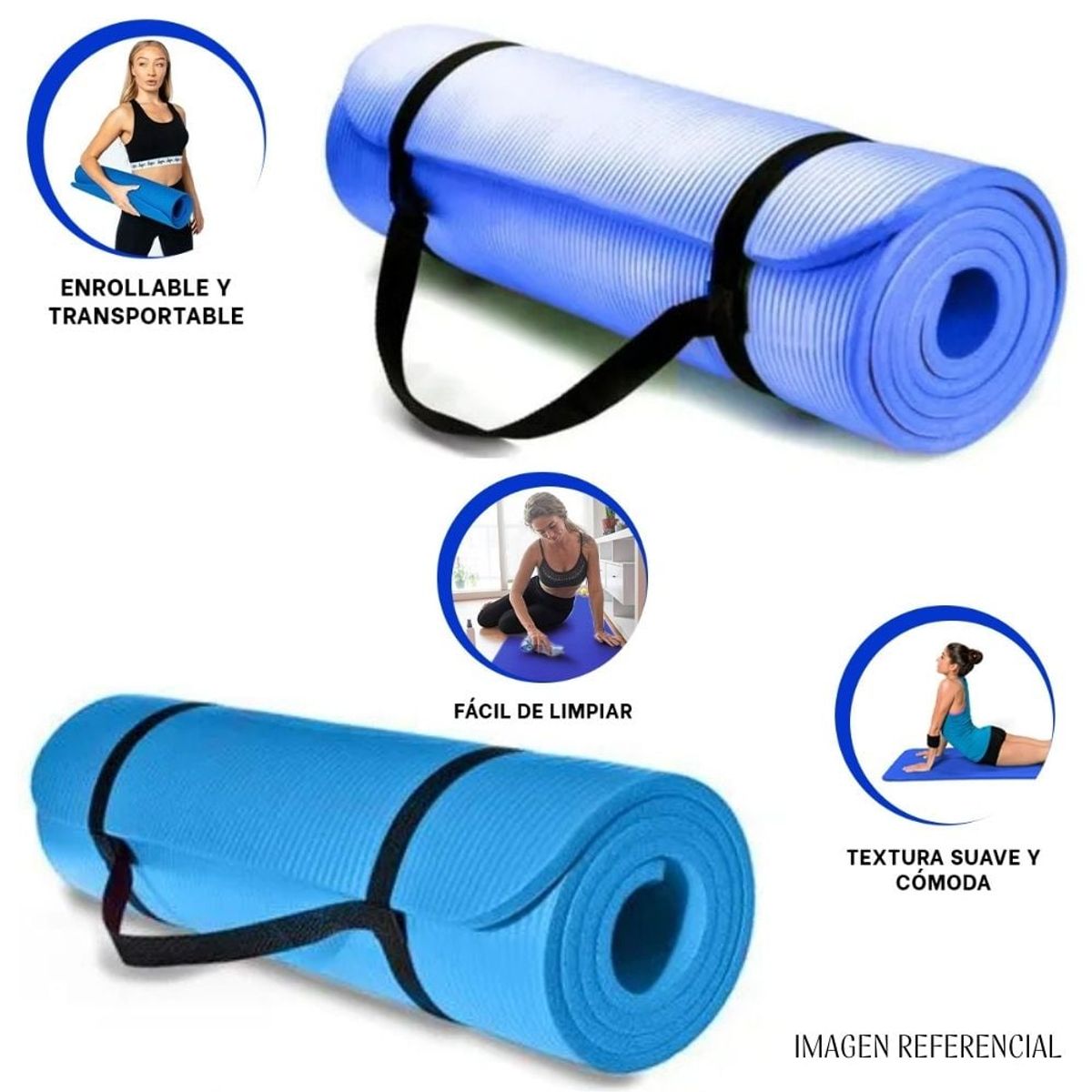 GENERICO - Mat de Yoga 10 mm con Elástico Portátil